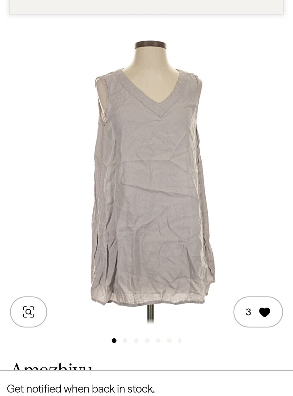 Light Gray Sleeveless V-Neck Women's Top